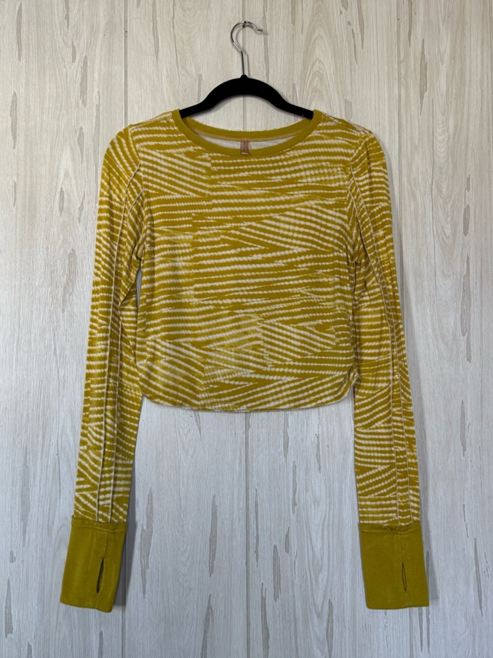 FP Movement by Free People Mustard Yellow Striped Long-Sleeve Tee
